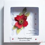 Kartka ŚLUBNA - czerwony clematis - Biało-czerwona kartka na ślub z clematisem
