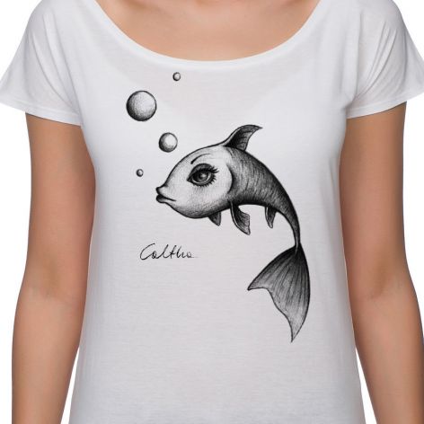 Ryba - koszulka oversize - biała