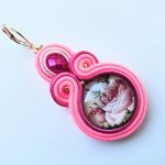 Pink Rose kolczyki sutaszowe - 