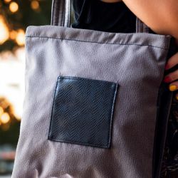 Szaro-czarna double bag skóra krokodyla
