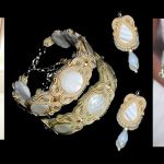 perłowy komplet, biżuteria ślubna sutasz - jewelry wedding soutache