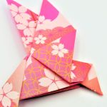 Magnes na lodówkę origami ptaszek różowo złoty - 4