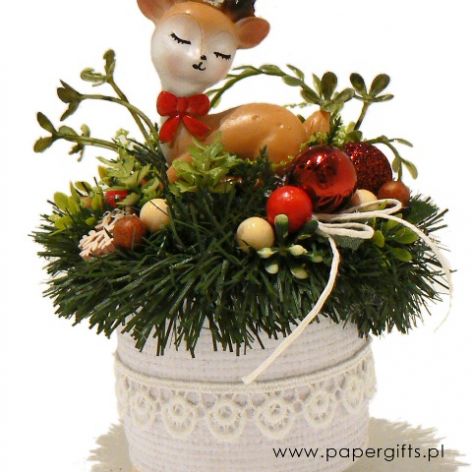 Stroik dekoracja Boże Narodzenie Jelonek w koronie