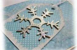 Niebieska kartka świąteczna ze śnieżynką