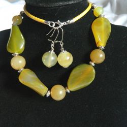 Labradoryt i agat, elegancki zestaw biżuterii