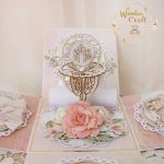 Exploding box komunijny pamiątka "RoseWine" - 