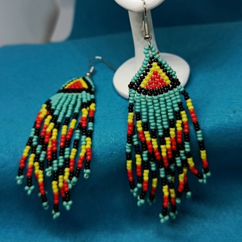 Kolczyki z koralików Długie BOHO indiańskie chwosty kolor