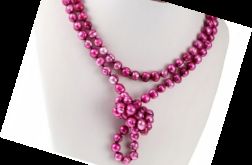 Purpurowe, wiśniowe perły naturalne, sznur pereł, naszyjnik