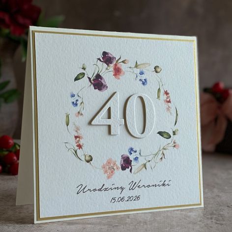 Kartka na 40 urodziny z personalizacją BH 70