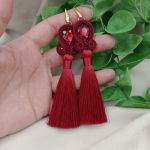 Soutache klipsy kolczyki bordowe bordo długie - chwosty bordo