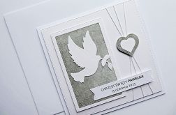 Kartka na Chrzest z gołębicą ręcznie robiona