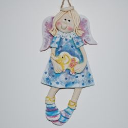 Na spacer go zabiorę - aniołek z masy solnej, prezent, dekoracja