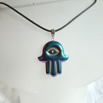 Hematyt tęczowy, wisiorek Ręka Fatimy, talizman - 