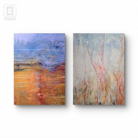 Kompozycja prac na płótnie,  Polskie knieje,  100x70x2cm 