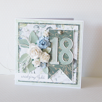 Urodzinowa kartka "18" w zielonych kolorach - 18zielona1