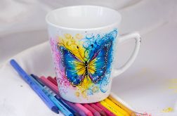 Kubek ręcznie malowany motyle