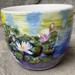 Porcelanowa filiżanka ręcznie malowana Lilie wodne  - 