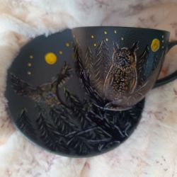 Nocne sowy ręcznie malowany komplet