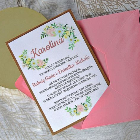 Zaproszenie komunijne - Wiosenne Kwiaty 3