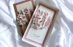 Kartka ślubna w pudełku pink