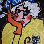 obraz olejny babcia sam na sam z nocą  - 