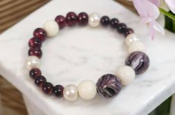 Bransoletka na gumce brązowo-biała