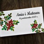 Pudełko na pieniądze dla Nowożeńców - Prezent - Pudełko na pieniądze dla pary młodej pudełko na banknoty dla nowożeńców jarzębina prezent ślubny