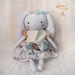 Króliczek Nela przytulanka miętowa sukienka