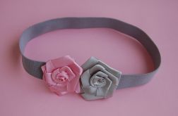 Opaska niemowlęca "Róż z szarym"