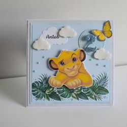 Personalizowana kartka urodzinowa ręcznie robiona Simba Król Lew 2