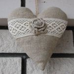 Rustykalne, lniane serce - zawieszka - 