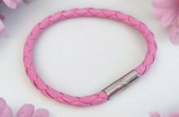 Bransoletka pleciony rzemyk róż