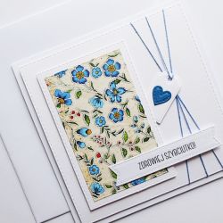 Kartka powrotu do zdrowia niebieskie kwiatki