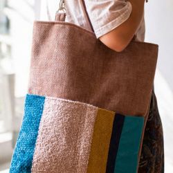 Różowa torba patchwork na ramię