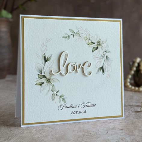 Kartka ślubna w ozdobnej kopercie, W65