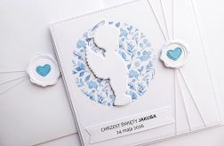 Kartka na Chrzest z aniołkiem-chłopczykiem