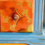 Komoda z szufladami, orientalna, ceramiczne uchwyty - 