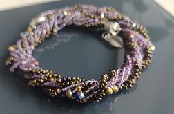 Naszyjnik Korale Metalizowane Kryształki Fioletowe