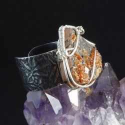 Wanadynit, srebrny pierścionek z wanadynitem