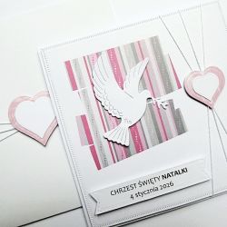 Kartka na Chrzest ręcznie robiona z gołębicą