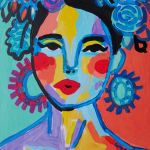 obraz na prezent portret hiszpanki frida pop art  - 