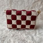 Bordowo-beżowa torebka pleciona z koralikami – eleganckie rękodzieło - Tył