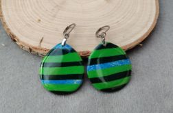 Zielone kolczyki w paski - Forest Glow