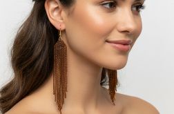 Kolczyki Chocolate Długie Kolczyki Beadingowe – Głęboki Brąz 13,5 cm