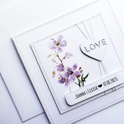 Kartka ślubna minimalistyczna w bieli na ślub