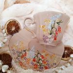 komplet polne kwiaty ręcznie malowany 250 ml. - ręcznie malowane