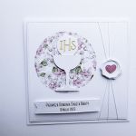 Kartka na Komunię ręcznie robiona w różu  - Subtelna kartka komunijna handmade