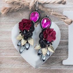 Kolczyki sutasz z turmalinami Złote Liście