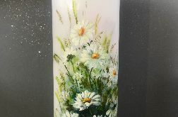 Świeca ręcznie malowana-margaretki