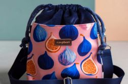 Granatowa listonoszka z kominem z weluru w figi handmade, unikat